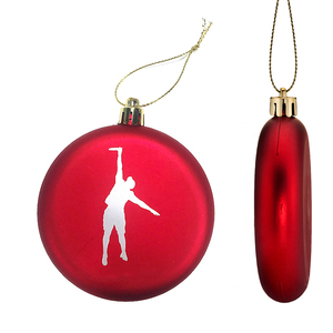 Boules plates en plastique rouge pour décorations <span class=keywords><strong>de</strong></span> <span class=keywords><strong>Noël</strong></span> avec motif logo - Product Image 1