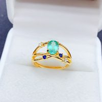 Factory Wholesale 925 Sterling Silver 18K Gold Plated Oval Cut Natural Emerald Minimalist Ring Women's Gift Wedding Birthday