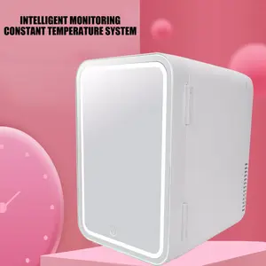 8L Portable Mirrored Mini Fridge AC DC 8 Liter Desktop Car Refrigerator for Car Travel Cool Freezer