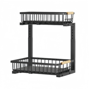 <span class=keywords><strong>Organisateur</strong></span> sous évier en métal à 2 niveaux, <span class=keywords><strong>organisateur</strong></span> sous évier de <span class=keywords><strong>cuisine</strong></span> avec rail, étagère de rangement sous évier à charge lourde - Product Image 2
