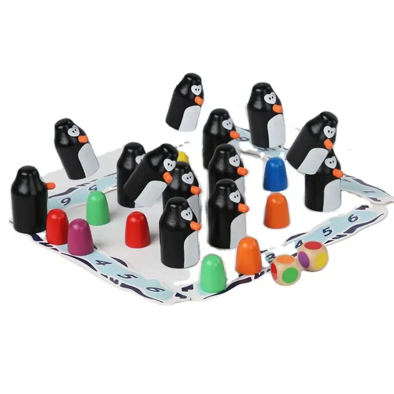 Trẻ em bằng gỗ giáo dục sớm chim cánh cụt làm tổ Đồ chơi màu Bộ nhớ cờ vua phù hợp với trò chơi