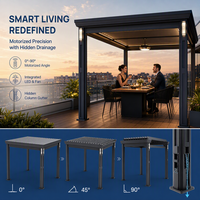 Pergola motorisée en aluminium à toit à lames orientables, paysage naturel, écologique, personnalisable, été