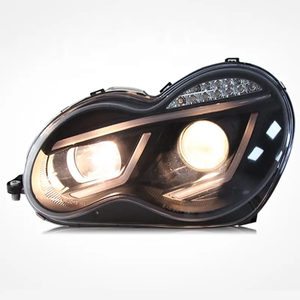 ไฟหน้ารถยนต์ LED Angel Eyes สำหรับรถเบนซ์ ปี 2000-2007 รุ่น <span class=keywords><strong>W203</strong></span> C63 C200 C230 C280 C300  ตัวเรือนสีดำ JY - Product Image 1