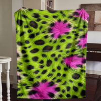 Couverture en flanelle personnalisée OEM pour dropshipping et vente en gros, motif animal guépard vibrant, en microfibre, confortable pour canapé et lit