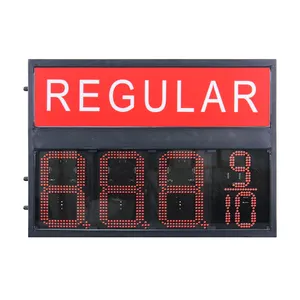 Özelleştirilmiş 10 inç açık su geçirmez kutu tek taraflı LED kırmızı aydınlatmalı işareti ile 8889 benzin istasyonu doğal gaz fiyatı