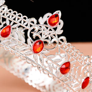 تيجان ملك رائعة للرجال تاج ملكيّ مع حجر الراين الأحمر ، هدية عيد ميلاد للرجال حفل زفاف تنكري ديكور حفلة موسيقية - Product Image 4