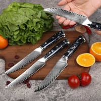 Ensemble de couteaux à steak en acier Damas VG10 de 5 pouces de haute qualité 67 couches avec manche en résine couteau utilitaire de cuisine de style oriental