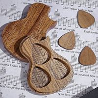 Wholesale Customized Handmade Wooden Guitar Shaped Case Holder Picks Stringed Instruments Parts Accessories for Acoustic