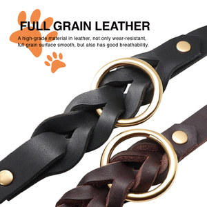 लट समायोज्य पूर्ण अनाज थोक लक्जरी असली लेदर कुत्ते कॉलर - Product Image 2