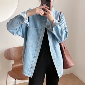Primavera e autunno nuovi abiti da strada <span class=keywords><strong>camicia</strong></span> da <span class=keywords><strong>donna</strong></span> <span class=keywords><strong>jeans</strong></span> casual con giacca in denim lavato - Product Image 1