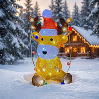 Renne en acrylique 3D LED étanche IP44 avec chapeau de Père Noël, décoration lumineuse pour jardin extérieur de Noël