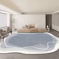 Tapis moderne abstrait 3D haut de gamme en fausse fourrure de cachemire, écologique, antidérapant, doux et rembourré en polyester pour salon