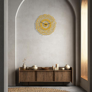 Horloges murales islamiques en métal, art de style <span class=keywords><strong>ethnique</strong></span> du Moyen-Orient, art du fer, horloges murales silencieuses de décoration de salon, vente en gros - Product Image 6