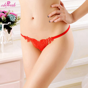 Culottes en dentelle florale à perles érotiques, prix de gros, transparentes, taille basse, string, sous-vêtements sexy pour femmes - Product Image 3
