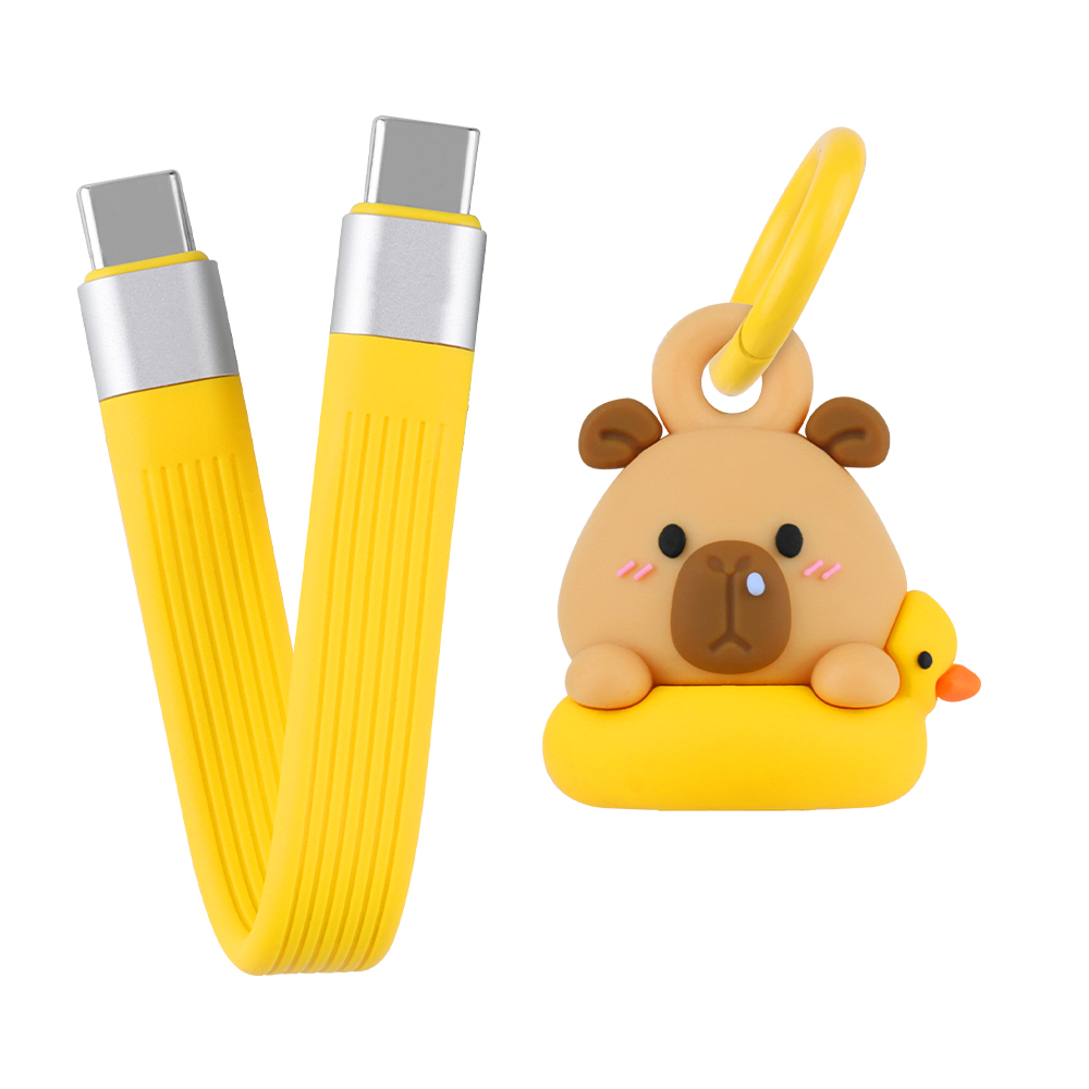 Porte-clés anneau de natation Capybara jaune Câble de charge rapide 60 W