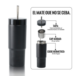 Vaso de Viaje 3 en 1 para <span class=keywords><strong>Yerba</strong></span> <span class=keywords><strong>Mate</strong></span> con Logotipo Personalizado, Taza Deportiva de Acero Inoxidable 304 con Pajita Metálica y Estructura Antiderrames - Product Image 6