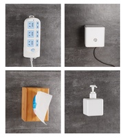 Crochets muraux adhésifs multifonctionnels pour salle de bain et cuisine, autocollants double face sans trace pour le montage de prises et de routeurs