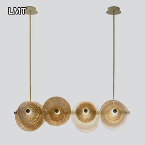 Lampadario Moderno di Design in Vetro Dorato <span class=keywords><strong>per</strong></span> Interni, Plafoniera Rotonda o Rettangolare <span class=keywords><strong>per</strong></span> Cucina, <span class=keywords><strong>Sala</strong></span> da Pranzo e Bar - Product Image 2