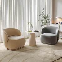 Fauteuil en tissu minimaliste moderne de luxe léger avec rembourrage en éponge pour salon, style crème, mobilier pour petit appartement