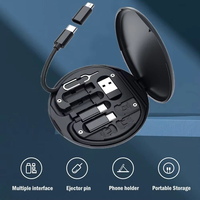 Juego de Cables de Datos Multipuerto 6 en 1 con Logotipo Personalizado, Juego de Cables de Datos Multifuncionales de Carga Rápida, Juego de Cables de Datos 6 en 1 con Caja de Almacenamiento Redonda