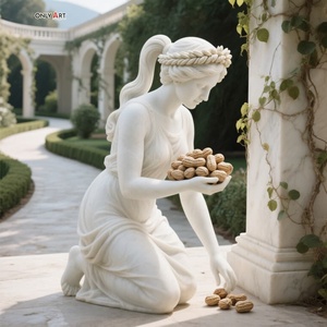 Estatua de Horae de mito griego tallada en piedra Natural grande personalizada, escultura de mármol blanco de la diosa <span class=keywords><strong>Theros</strong></span> de verano de tamaño real para decoración de jardín - Product Image 4