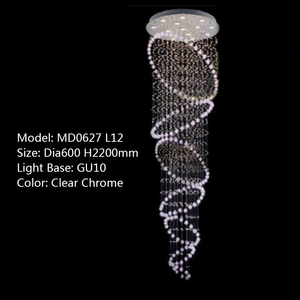 MEEROSEE Grand Plafonnier en Cristal Luminaire d'Escalier en Spirale Lustres De Cristal Lampe Montage Éclairage à la Maison MD0627 - Product Image 3