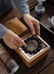 Stock Bead Slide coperchio confezione regalo scatola di legno fodera in spugna di lino ciotole per imballaggio in legno vasi rettangolo di stoccaggio scatola di legno di bambù - Product Image 6