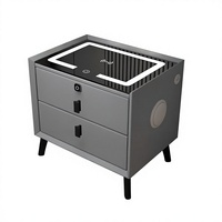 Table de chevet moderne blanche à 2 tiroirs avec station de charge et haut-parleur, meubles de chambre à coucher pour la maison et l'hôtel