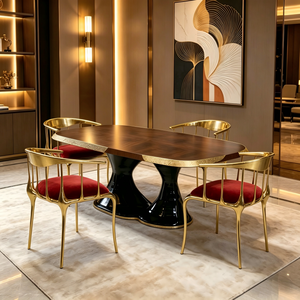 Table à manger ovale de luxe italienne sur mesure <span class=keywords><strong>en</strong></span> bois massif, 8-10 places, grande table de salle à manger pour villa et projet de mobilier de manoir - Product Image 3