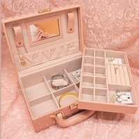 Boîte à bijoux miroir personnalisée pour le voyage Boîte à bijoux miroir avec poignée vente en gros