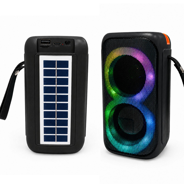 Solar-powered BT Speaker RGB Party Light Wireless Music Compact Portable Design with Handy Wrist Strap for Outdoor Picnic
