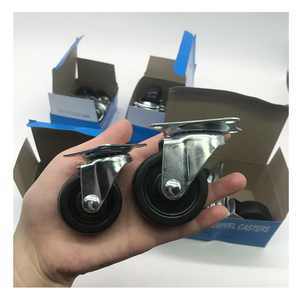 2 Zoll Ersatz-Möbelrollen 50mm Schwarz Ohne Lager Industrielle Gummiräder mit Seitenbremse - Product Image 1