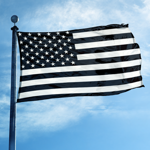 Drapeau américain noir et blanc, bannière monochrome étoilée et rayée pour une décoration minimaliste, bannière étoilée noire et blanche - Product Image 1