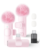 Micro-Cravate Sans Fil Professionnel Rose-Rouge K9 avec Son Clair de Haute Qualité pour Enregistrements Vidéo et Clips Podcast