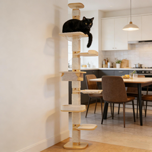 Arbre à chat en bois massif durable avec poteaux en sisal, tour de luxe à 4 niveaux, design moderne classique et écologique - Product Image 2