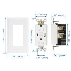15 amp gfci ổ cắm với Chống giả mạo tự kiểm tra USB loại A + C phích cắm & ổ cắm - Product Image 3