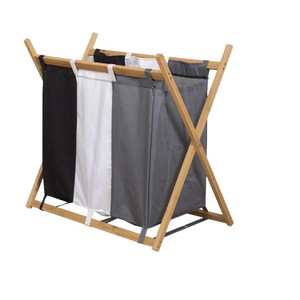 Bamboo Laundry <b>Basket</b> Three Color <b>Foldable</b> Portable Household Clothing Organizer Rectangular Oxford Fabric Standing Type - Product Image 1