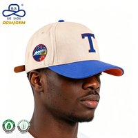 Casquettes de baseball ajustables à 5 panneaux, bicolores, avec broderie de patchs personnalisés, OEM ODM de qualité supérieure, pour le streetwear