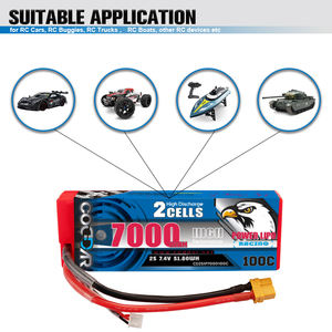 CODDAR 2S 7000MAH 7.4V 100C 200C XT60 avec boîtier rigide câblé RC batterie LiPo échelle 1/10 RC voiture bateau de course <span class=keywords><strong>Tamiya</strong></span> sauterelle - Product Image 2