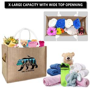 Sac fourre-tout en jute de grande capacité laminé promotionnel écologique recyclable imprimé de logo personnalisé direct de l'usine - Product Image 3