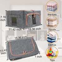 Boîte de rangement à couvercle visible en tissu Organisateurs de placard robustes Bacs de rangement pour vêtements en lin pour organiser les vêtements