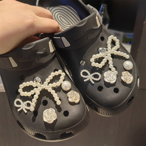 Nueva perla arco agujero zapato decoración hebilla amor oso plata Rhinestone botón extraíble zapato hebilla accesorio conjunto - Product Image 2