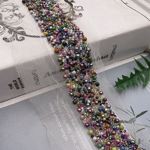 Fabricant fait à la main crochet perle maille tissu code à barres perle dentelle perle dentelle avec pierres pour accessoires de robe de mariée - Product Image 3