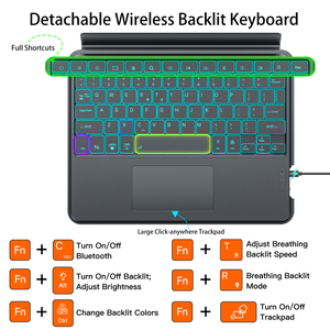 Funda de teclado giratoria de 360 grados con teclas retroiluminadas y panel táctil para iPad Pro Teclado magnético desmontable - Product Image 4