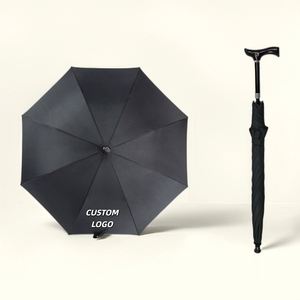 Parapluie semi-automatique tout-en-un avec poignée en plastique pour personnes âgées, personnalisable avec logo, idéal pour les cadeaux - Product Image 1
