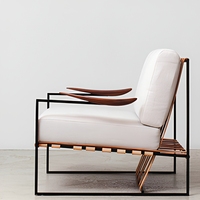 Fauteuil de détente moderne en velours avec structure métallique pour la maison, le bureau, le salon, la chambre, l'hôtel, l'appartement