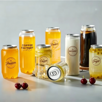 Bouteille en PET transparente avec bouchon en aluminium et tirette, 350 ml, 500 ml, personnalisable avec logo, pour gâteaux, desserts, sodas, bubble tea