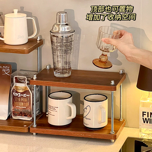 Wooden Corner Storage <b>Rack</b> 3 Tier Rotatable <b>Kitchen</b> Organizer For Coffee Mug Glassware Solid Wood MDF - Product Image 5