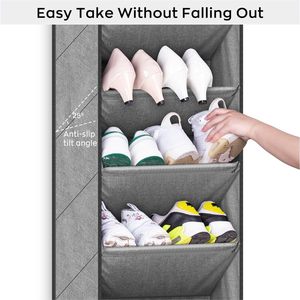Over The Door <b>Shoe</b> Organizer 8 Pockets Grey Oxford Fabric Hanging <b>Storage</b> Rack For Closet <b>Shoes</b> - Product Image 6