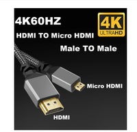 Baru hadir 0.3/1/1.5/2/3/5/7. Ekstensi nilon kepang 5/10M HD 4K @ 60HZ V1.4 TPU HD 1080P kompatibel mikro HDMI ke HDMI pria KE pria sedang Promosi
